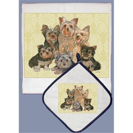 PIPSQUEAK PRODUCTIONS Pipsqueak Productions DP544 Dish Towel and Pot Holder Set - Yorkie Family DP544